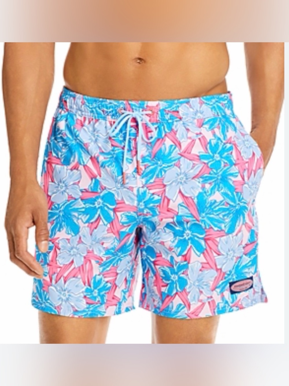 Vineyard Vines Printed Chappy Swim Trunks Oleander Pink Cloud" floral XL Preppy